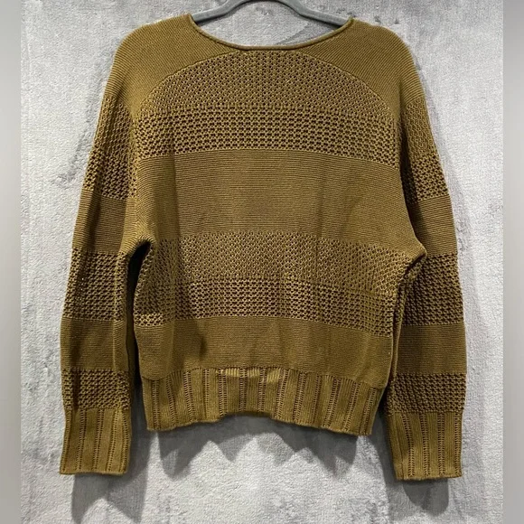 Rag & Bone Faye Sweater V Neck Pointelle Knit Military Olive Women’s Size M NWT - Picture 7 of 8